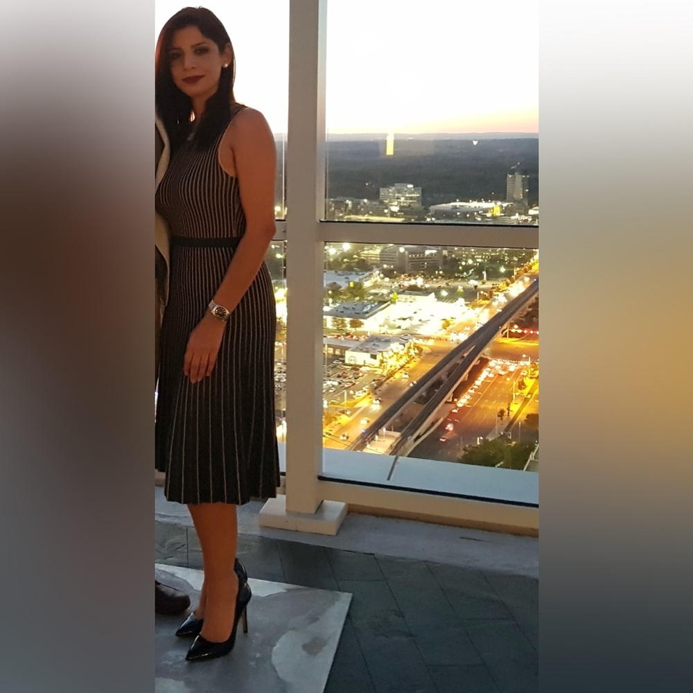 Elegant Black Striped Dress